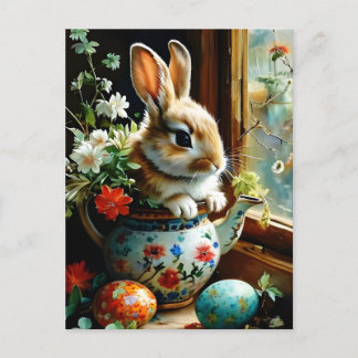 Carte Postale Estrébunny aux fleurs d'oeufs peints
