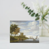 Carte Postale Estuaire de rivière avec château (Debout devant)