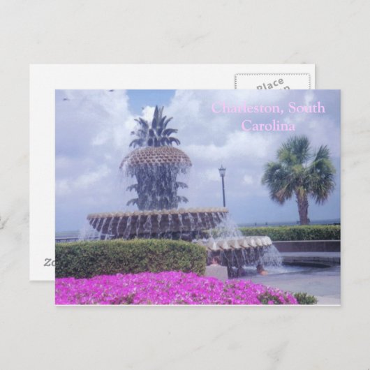 Carte postale et fleurs de Charleston, SC (Devant / Derrière)
