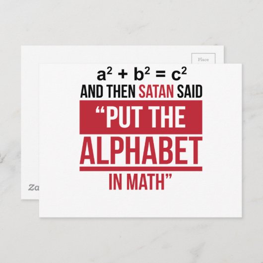 Carte Postale Et Puis Satan A Dit "Mets L'Alphabet En Maths" (Devant / Derrière)