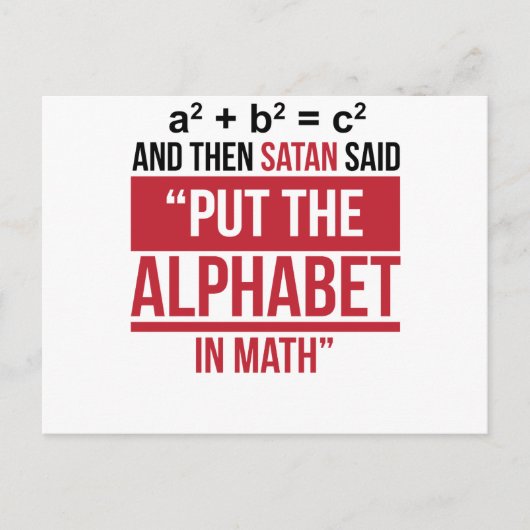 Carte Postale Et Puis Satan A Dit "Mets L'Alphabet En Maths" (Devant)