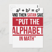 Carte Postale Et Puis Satan A Dit "Mets L'Alphabet En Maths" (Devant / Derrière)