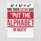 Carte Postale Et Puis Satan A Dit "Mets L'Alphabet En Maths" (Devant)