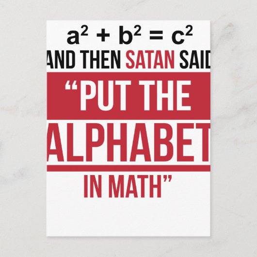 Carte Postale Et Puis Satan A Dit "Mets L'Alphabet En Maths" (Devant)