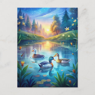 Carte Postale Étang aux Canards Lever de Soleil Paisible Matin C
