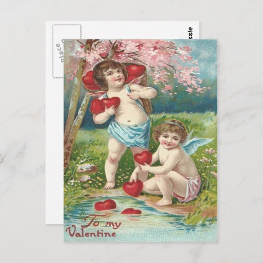 Carte Postale Étang Coeur Cupidé (Devant / Derrière)