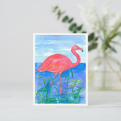 Carte Postale Étang de grenouille Flamant rose (Debout devant)