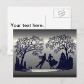 Carte Postale Étang de patinage sur glace - Silhouette (Devant / Derrière)