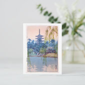 Carte Postale étang de Sarusawa, Hiroshi Yoshida, gravure sur bo (Debout devant)