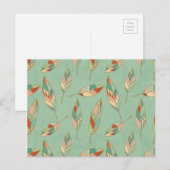 Carte Postale Étape Geo Sud-Ouest | Motif de plumes vertes (Devant / Derrière)