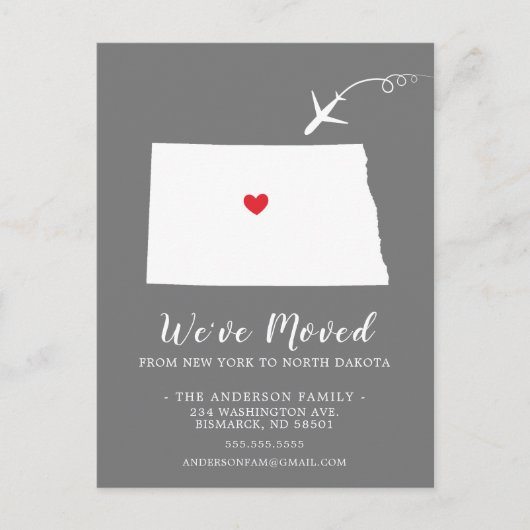 Carte postale État de déménagement NORTH DAKOTA (Devant)