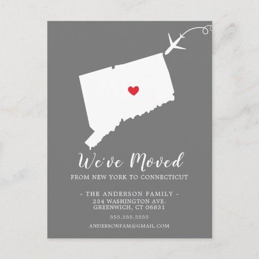 Carte postale État de déplacement CONNECTICUT (Devant)