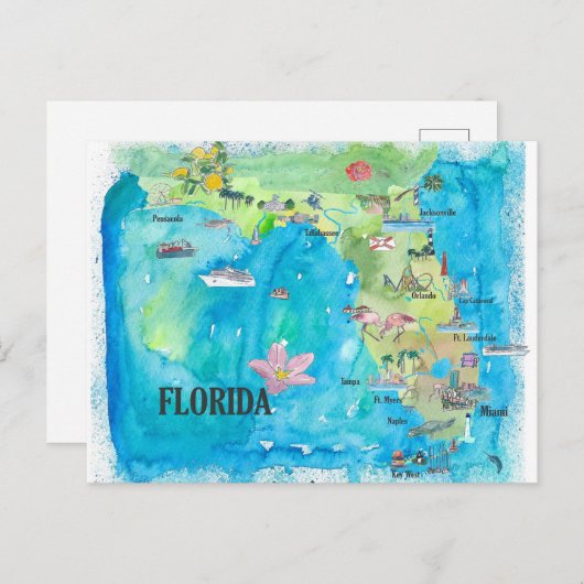 Carte Postale État de Floride aux États-Unis Impression d'art fi (Devant / Derrière)