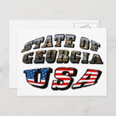 Carte Postale Etat de Géorgie et Etats-Unis Texte du drapeau (Devant / Derrière)