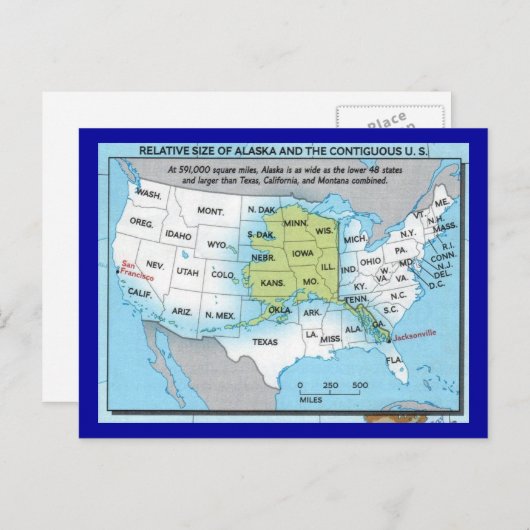 Carte Postale État de l'Alaska (Devant / Derrière)