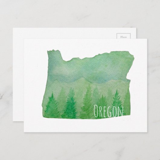 Carte Postale État de l'Orégon d'aquarelle (Devant / Derrière)