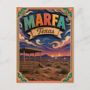 Carte Postale État de Marfa Texas Paper Art PopCut