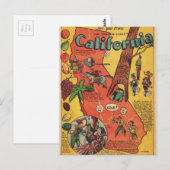 Carte Postale État d'or de la Californie Faits (Devant / Derrière)