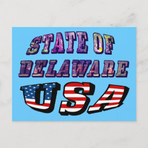 Carte Postale Etat du Delaware USA Photo & Flag Text