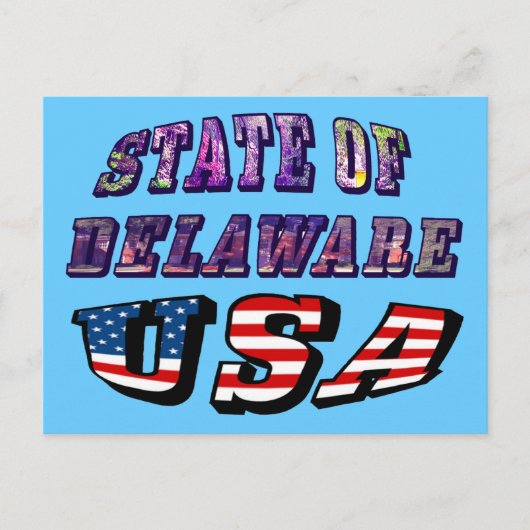 Carte Postale Etat du Delaware USA Photo & Flag Text (Devant)
