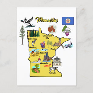 Carte Postale Etat du Minnesota, USA, grandes villes