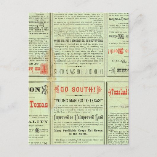 Carte Postale État du Verso du Texas (Devant)