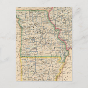Carte Postale États de l'Illinois, du Missouri et de l'Arkansas
