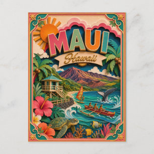 Carte Postale États de PopCut Maui Hawaï Art en Papier