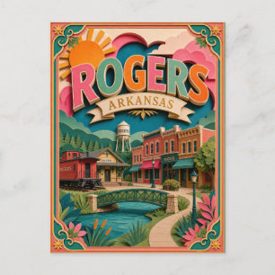 Carte Postale États découpés Rogers Arkansas Art en papier