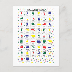 Carte Postale États et capitales américains colorés