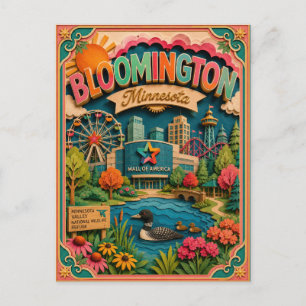 Carte Postale États PopCut Bloomington Minnesota Art Papier