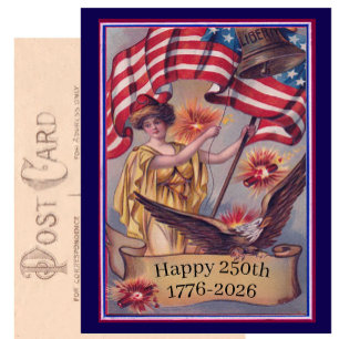 Carte Postale États-Unis 250e Quatre Juillet Patriotique Lady Li