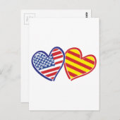 Carte Postale États-Unis Catalogne Patriotic Love Hearts (Devant / Derrière)