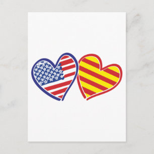 Carte Postale États-Unis Catalogne Patriotic Love Hearts