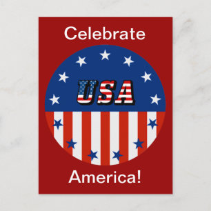 Carte Postale États-Unis - Drapeau américain et étoiles en cercl