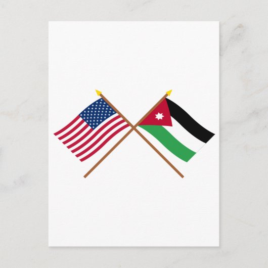Carte Postale États-Unis et Jordanie Drapeaux croisés (Devant)