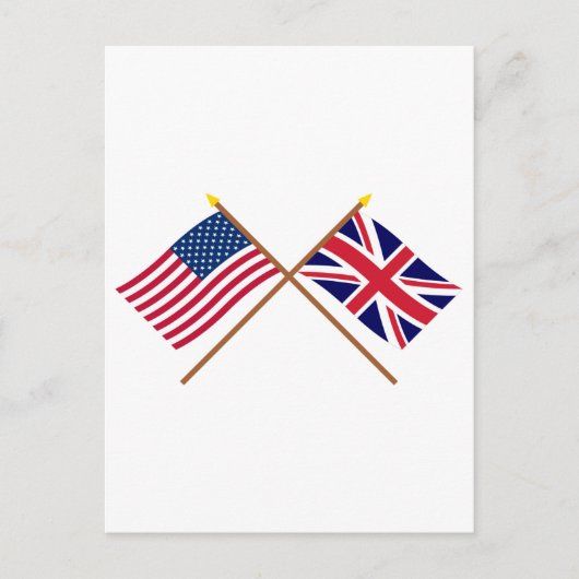 Carte Postale États-Unis et Royaume-Uni Drapeaux croisés (Devant)