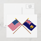 Carte Postale États-Unis et Turks & Caicos Drapeaux croisés (Devant / Derrière)