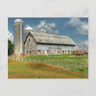 Carte Postale États-Unis, grange et silo du Minnesota