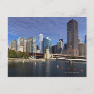 Carte Postale États-Unis, Illinois, Chicago skyline à travers la