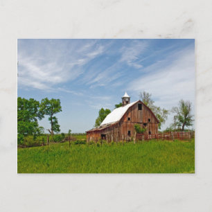 Carte Postale États-Unis, Kansas. Vieille grange rouge