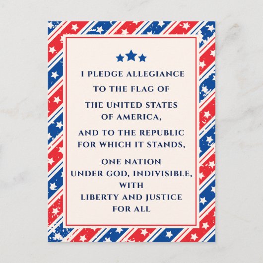 Carte Postale États-Unis Le Drapeau De L'Allégeance Rouge Bleu A (Devant)