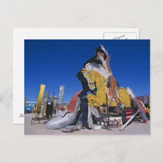 Carte Postale États-Unis, Nevada, Las Vegas, enseignes dans une  (Devant / Derrière)