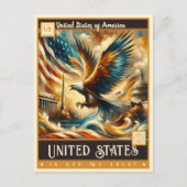 Carte Postale États-Unis | Peinture Vintage (Devant)