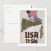 Carte Postale États-Unis pour skier (Devant / Derrière)