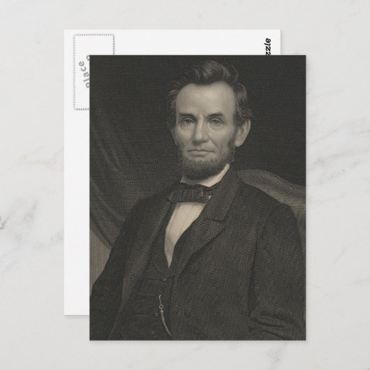 Carte Postale Etching Portrait d'Abraham Lincoln (Devant / Derrière)