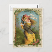 Carte Postale Etching victorien classique - Douche d'été (Devant / Derrière)