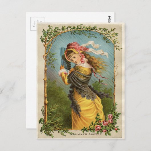 Carte Postale Etching victorien classique - Douche d'été (Devant / Derrière)