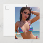 Carte Postale Été à la saison du Bikini Beach (Devant / Derrière)