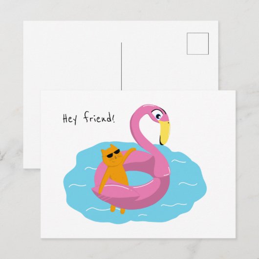 Carte postale été avec chat (Devant / Derrière)